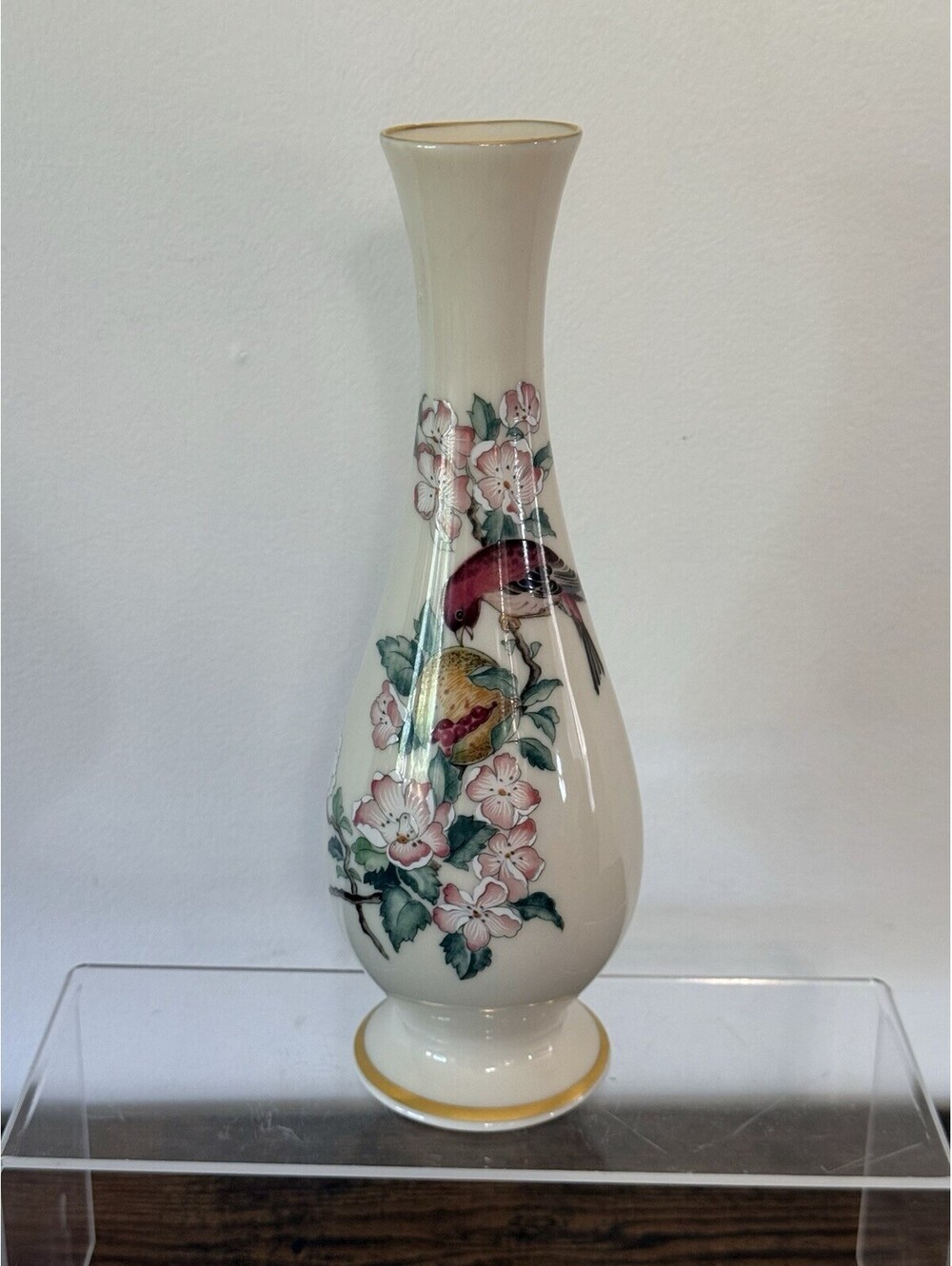 Vintage Lenox "Serenade" Bud Vase, 24k Gold Trim, 9" x 3" Small Chip See Photo